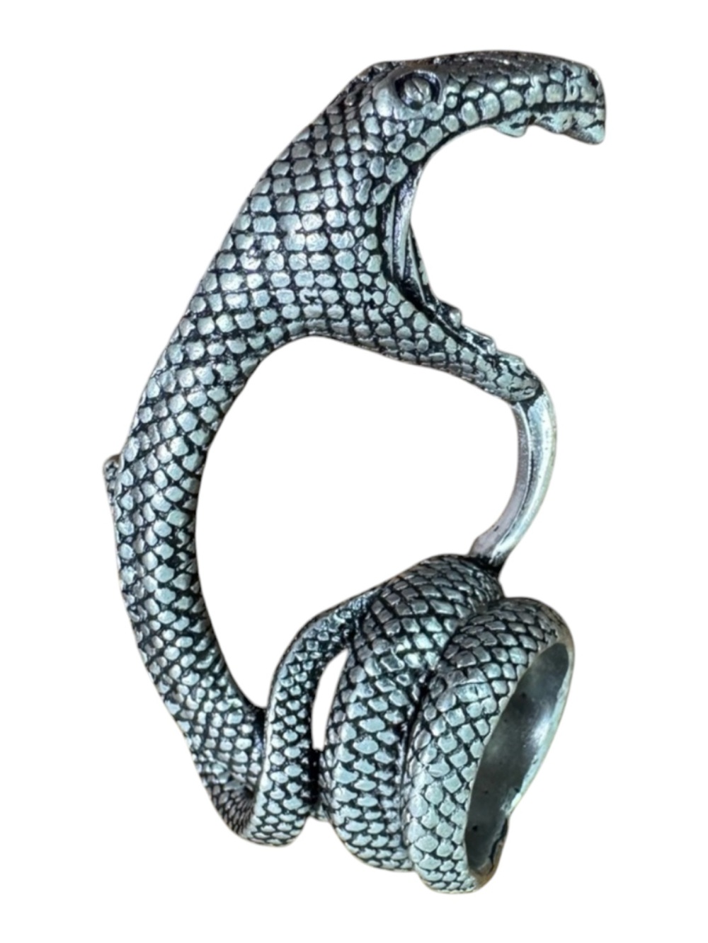 Alchemy Gothic Adder Bite Snake Ring Serpent Mythical Silver Tone Slytherin Goth